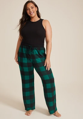 Plus Buffalo Plaid Hacci Wide Leg Pajama Pants