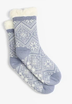 Fair Isle Sherpa Lined Slipper Socks