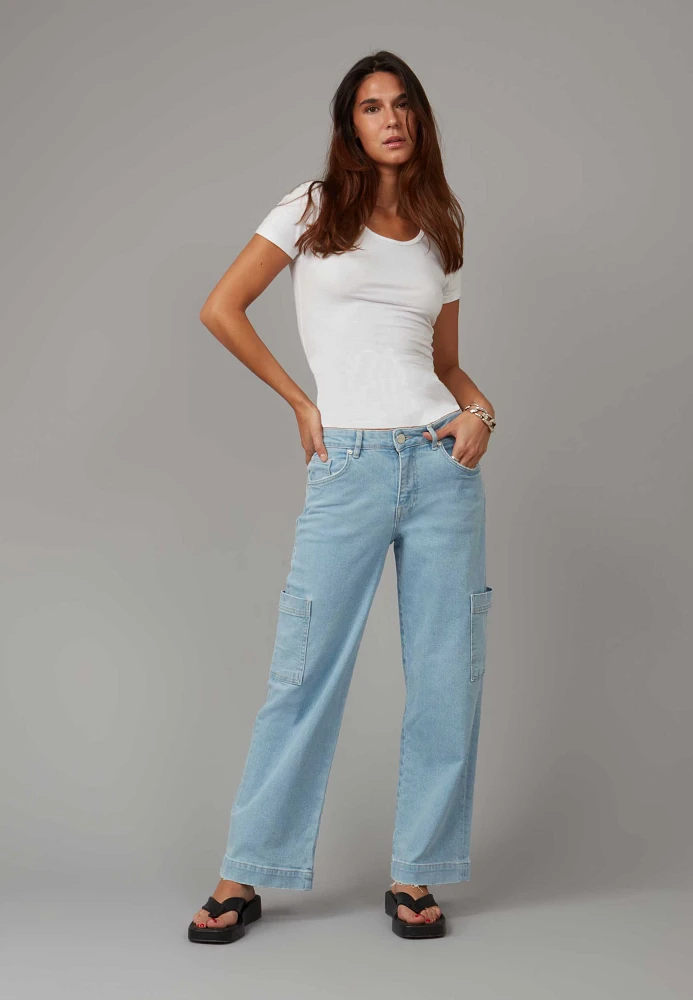 Lola Jean Pheonix Mid Rise Wide Leg Cargo