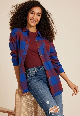 Cabin Plaid Boyfriend Tunic Shirt