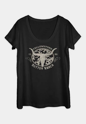 Fifth Sun Yellowstone Cow Print Graphic Tee