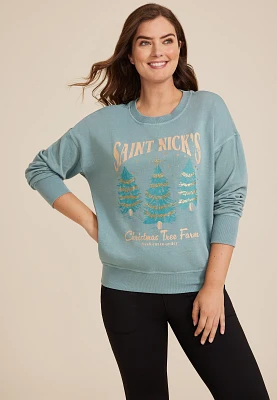 St Nicks Christmas Tree Farm Relaxed Fit Sweatshirt