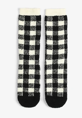 Buffalo Plaid Gripper Crew Socks