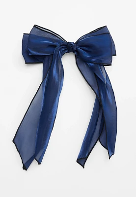 Navy Hair Bow Barrette