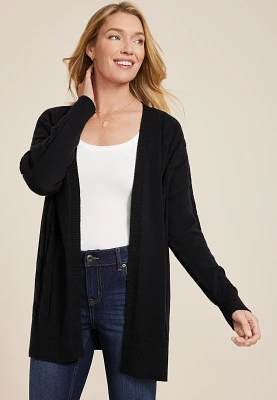 Cable Stitch Open Front Cardigan