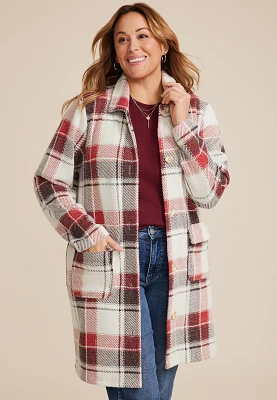 Plus Plaid Longline Coatigan