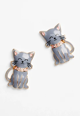 Gray Cat Drop Earrings