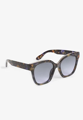 Tortoise Chain Link Trim Square Sunglasses