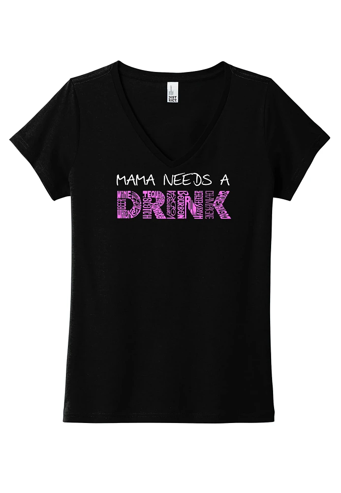 LA Pop Art Women's Mama Needs A Drink Word Graphic Tee