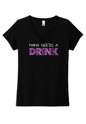 LA Pop Art Women's Mama Needs A Drink Word Graphic Tee