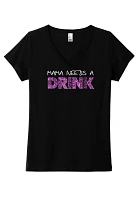 LA Pop Art Women's Mama Needs A Drink Word Graphic Tee