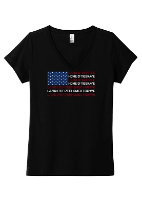 LA Pop Art Women's Land Of The Free Premium Word Graphic Tee