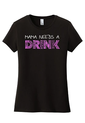 LA Pop Art Mama Needs A Drink Word Graphic Tee