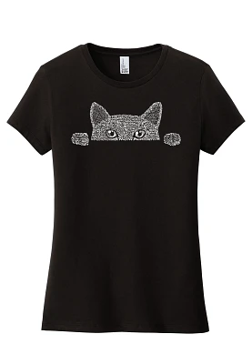 LA Pop Art Women's Word Peeking Cat Graphic Tee