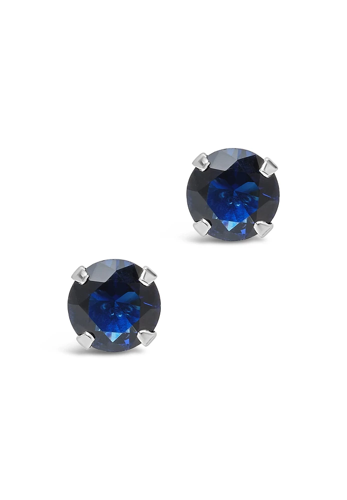 Silver 7mm Rainbow Stud Earrings