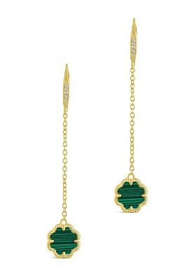 Malachite Rose Petal Long Drop Earrings