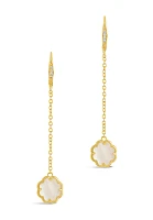 Mother of Pearl Rose Long Drop Earrings