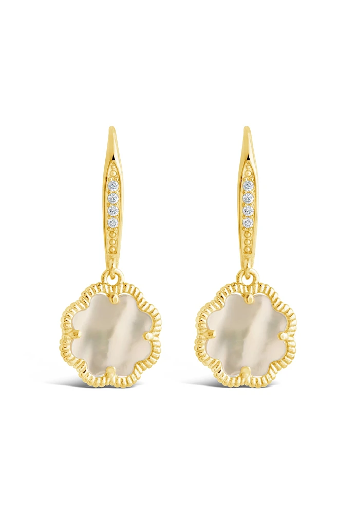 Mother of Pearl Rose Short Drop Earrings