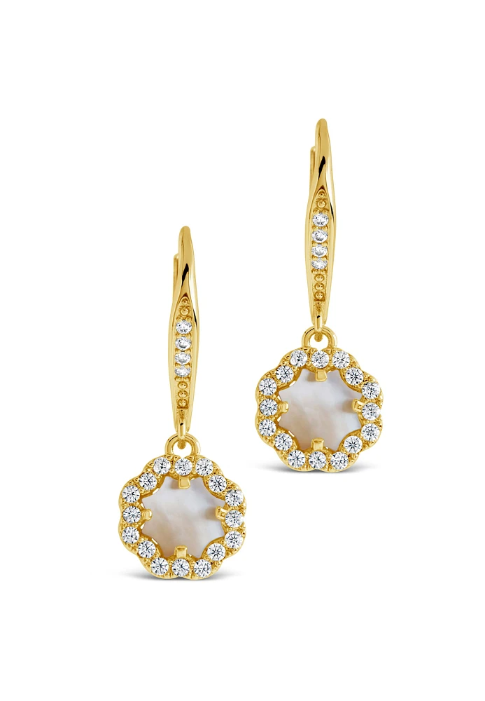 Mother Of Pearl Bezel Short Earrings