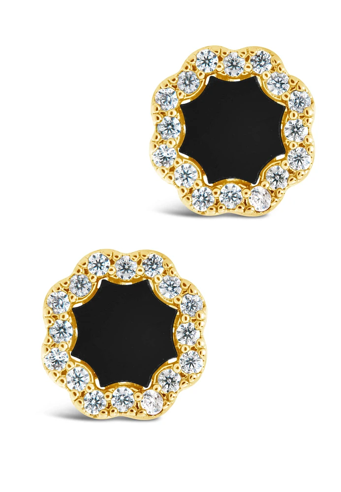 Onyx CZ Bezel Frame Earrings