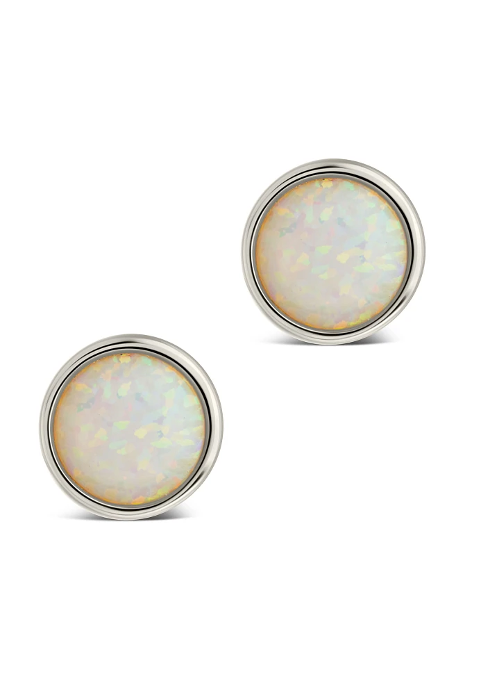 Paxe Opal Circle Stud Earrings