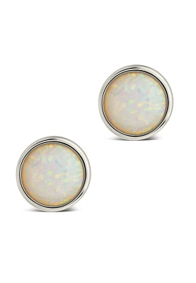 Paxe Opal Circle Stud Earrings