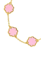 Pink Enamel Rose Petal Bracelet