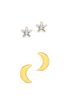 Crescent And Star Stud Earrings Set