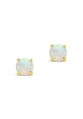 Silver 6mm Opal Earring Studs