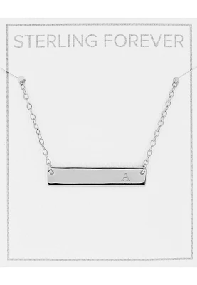 Silver Bar Initial Necklace