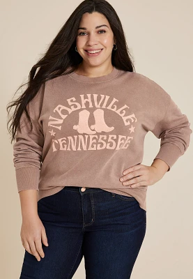 Plus Nashville Tennessee Chenille Boot Relaxed Fit Sweatshirt