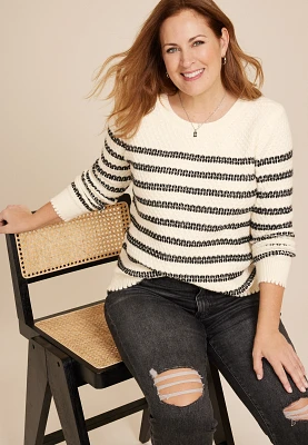 Plus Novelty Stitch Crew Neck Sweater