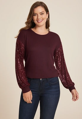 Sequin Sleeve Drop Shoulder Blouse