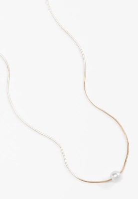 Faux Pearl Snake Chain Necklace