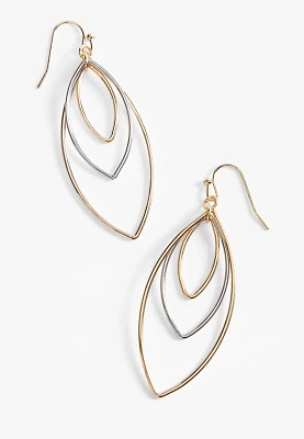 Mixed Metal Triple Teardrop Earrings