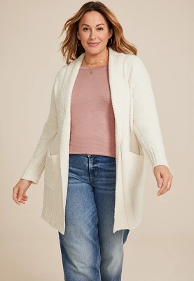 Plus Teddy Knit Pocket Cardigan