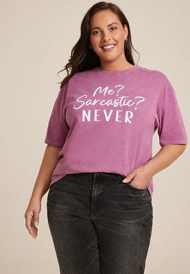 Plus Me Sarcastic Never Relaxed Fit Graphic Tee