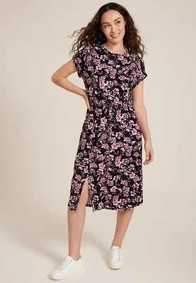 24/7 Clara Floral Tie Waist Midi Dress