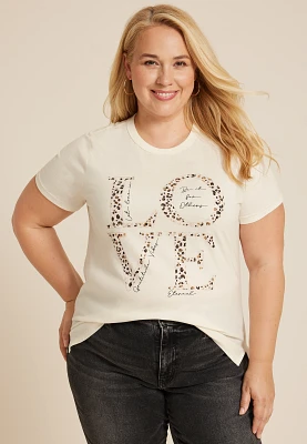 Plus Animal Print Love Classic Fit Graphic Tee