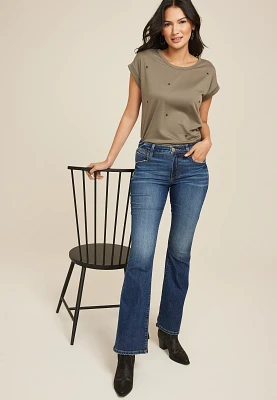 Everflex™ Dark Mid Rise Flare Jean