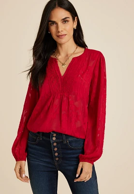 Metallic Floral Jacquard Blouse