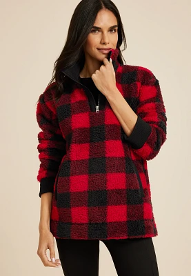 Sherpa Buffalo Plaid Pullover Sweatshirt