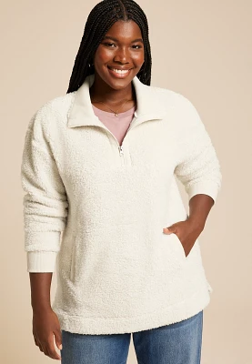 Plus Sherpa Pullover Sweatshirt