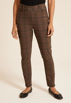 Bengaline Mid Rise Plaid Skinny Pant