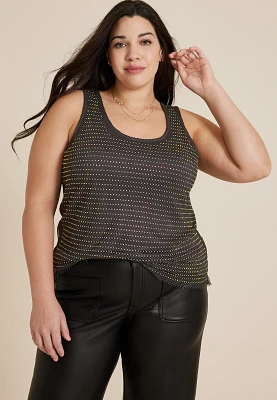 Plus Mesh Rhinestone Tank Top