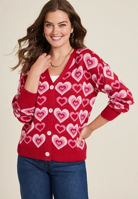 Heart Button Front Cardigan