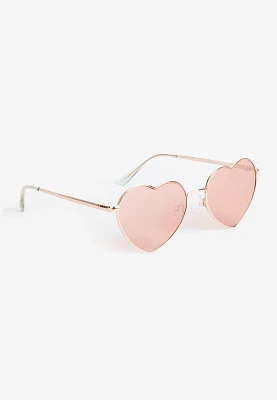 Rose Gold Heart Shaped Aviator Sunglasses