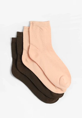 2 Pack Heart Pointelle Short Crew Socks