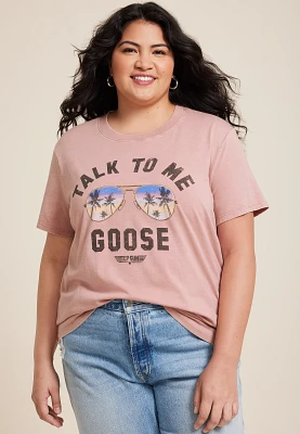 Plus Top Gun Sunglasses Oversized Fit Graphic Tee