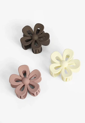 3 Pack Floral Shaped Claw Hair Clips